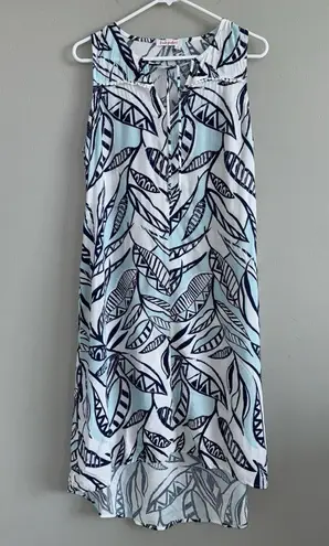Fresh Produce ADA Palm Leave Print Dress Sleeveless Sz XS Hi Low Hem