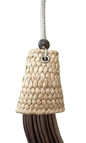 None Multi Strand Cord Straw Necklace Muted Gold Tribal Vacation Chunky Cruise Adj 25