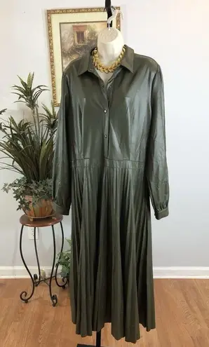 Scoop Women Skirt Dress XL Utility Green Long Sleeve Collared Open Mob Wife