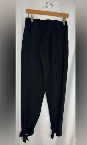 Liumilac Black Cropped High Waist Bow Knot Ankle Casual Dress Pants Medium
