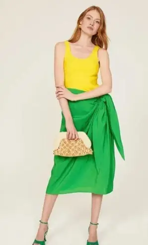 Rosie Assoulin Sarong Cut Out Midi Dress Green Yellow Womens Size 8