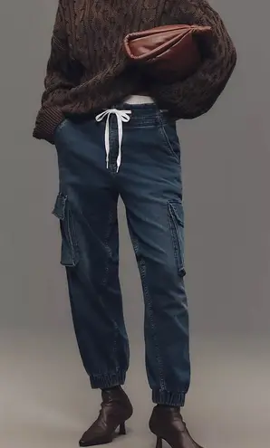 Pilcro Anthropologie High Rise Cargo Jogger Denim Knit Stretchy Jeans Smal