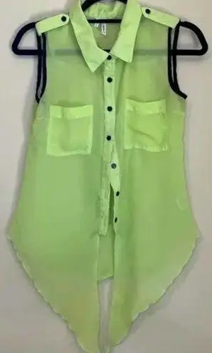 Sheer sleeveless button