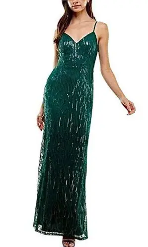 City studio green sequin fringe v