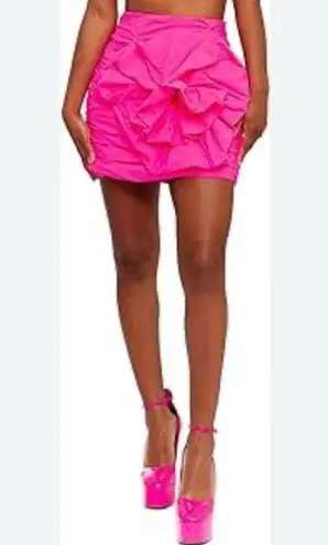 CHAOUICHE Women's Flower Skirt Ruched Hot Pink 3D Flower Mini Party Resort Small