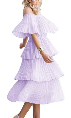 Amazon Purple Tiered Ruffle Dress