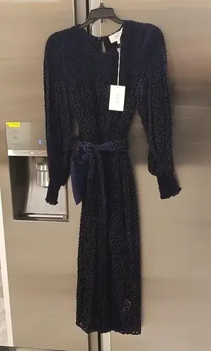 The Great ππ The Merry Dress ~ Navy Blue Velvet Burnout Polka Dot Midi M NWT