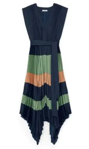 Ulla Johnson  Maysha Striped Pleated Handkerchief Dress Midnight