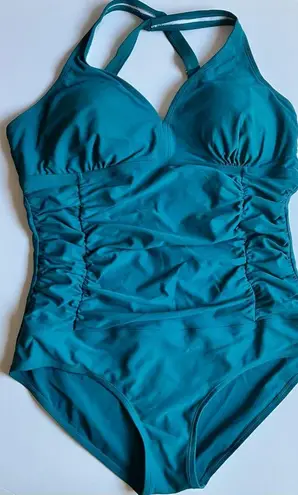 Retro Pin Up Swimsuit/Teal•sz xl/14/16 Blue