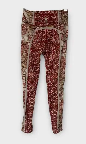 Free People Movement womens XS paisley leggings red white ruched you FP gym