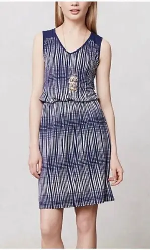 Deletta Anthropologie Janie Jersey Dress Blue Motif White Women’s Medium