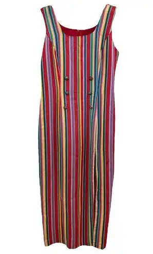 Cynthia Rowley  Vintage Multicolored Sleeveless Sheath dress high slit 8