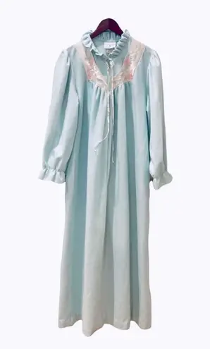 gilligan and o'malley Vintage Gilligan Zip & O'Malley Green Housecoat Robe Floral Lace M