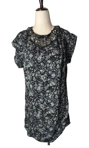 3.1 Phillip Lim 3.1 Phillip Lim Dress Women 4 Black Silk Floral Jeweled Neck Shift Mini Luxury