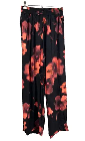 Universal Standard Pants Wide Leg Black Floral Elastic Waist Size 4XS / 00-0 New