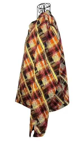 Reversible Autumn Fall Foliage Colors Button Front Quilted Jacket Size XL Brown