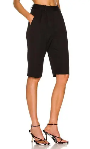 Nili Lotan Ella Pleated Virgin Wool Shorts Black Womens Size 2