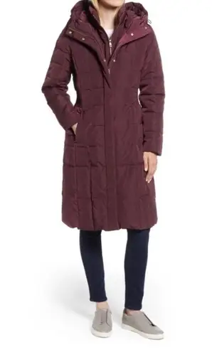 Cole Haan  Women's Box- Quilt Down Puffer Coat in Merlot Sz Large $275