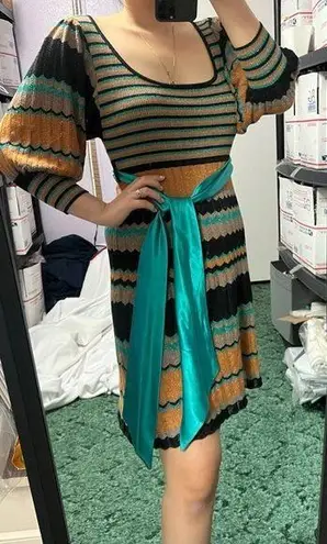 Arden B colorblock metallic knit dress