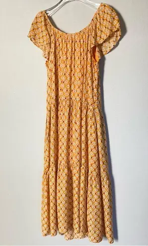 Knox Rose Knox‎ Rose Dress Womens Small Solaris Maxi Dress Yellow Boho Prairie Tiered