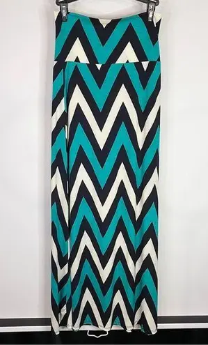 TOVIA Green Navy White Chevron Stripe Maxi Skirt Medium