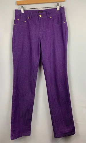 Iman Purple Denim Straight Leg Pants W/ Gold Accents & Stretch