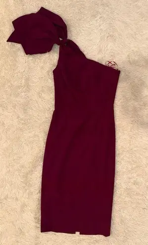 Dress the Population New Tiffany One Shoulder Dark Magenta Midi Dress sz S