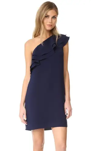 Shoshanna New! Women's Ruffled One-Shoulder Bond Dress Navy Blue Size 12