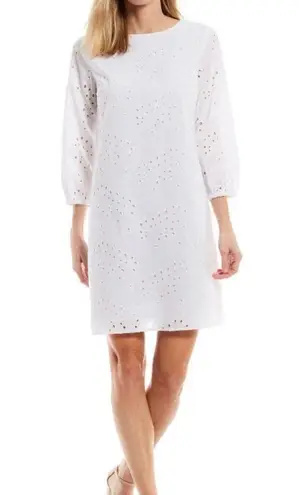 Preston & York Joanne Eyelet Above the Knee Dress A-Line White Sz 8 NWT