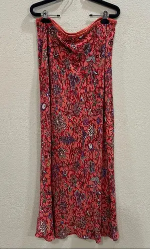 Y2K LinQ Los Angeles Women's Ruched Floral 100% Silk Set Sz L Boho Cottagecore Pink Size L