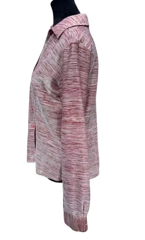 Nicola Vintage 90s Pink Sparkly Metallic Button Up Long Sleeve Retro Disco Top Size M