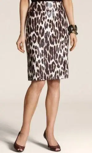 Chico's  TRAVELERS COLLECTION LEOPARD Animal Print PENCIL SKIRT Sz S Small 4