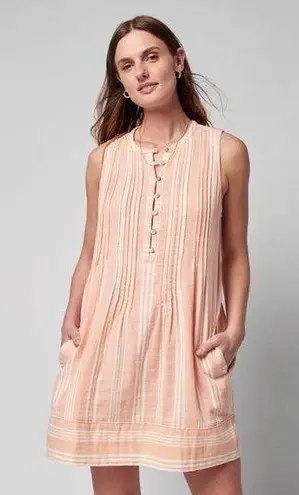 Faherty  Isha Dress in Sepia Neutral Stripe