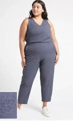 Athleta Brooklyn Textured Jacquard Leopard Medieval Violet Jumpsuit Size 26