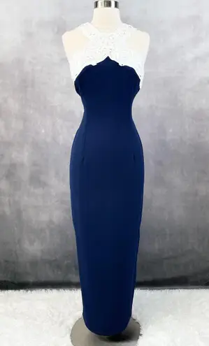 Vintage 80s Scott McClintock Maxi Dress Size 6 Formal Cocktail Sophisticated Blue