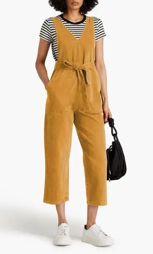 Alex Mill Womens Ollie Jumpsuit Sleeveless Cropped Denim Golden Khaki NWT XL Tan