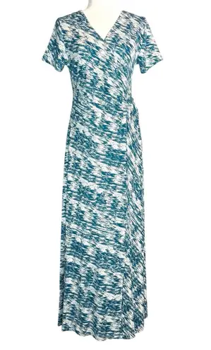 Soft Surroundings NWOT $130 Teal Joanna Surplice Maxi Wrap Dress Size M