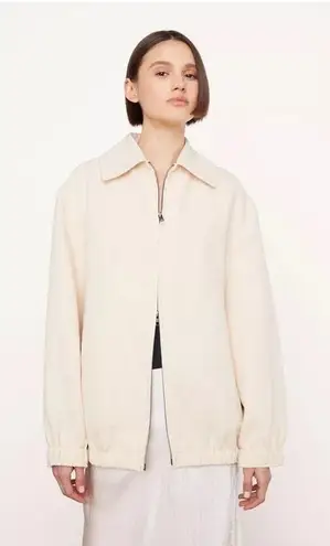 Vince ‎ Linen Blend Bomber Jacket Large Birch Beige NEW Chore Jacket Minimalist - Image 1