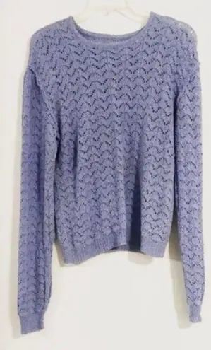 Vintage Blue  Crochet Open Knit Lightweight Sweater