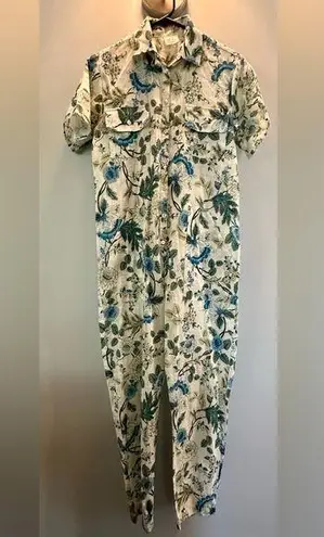 Anthropologie DRA Los Angeles Floral button up jumpsuit Pocket detail Fits M/L Blue Size undefined