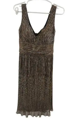 Joseph Ribkoff black bronze gold V-Neck Cocktail swing Dress 10 fit and flare
