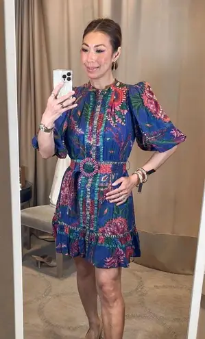 Farm Rio Sunset Tapestry Cotton Blend Mini Dress XXS