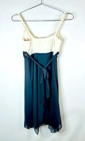 Sweet Storm Off White with Grey Sequin Size Small Y2K Formal Mini Dress Sheer