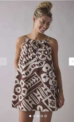 BDG  Eva Tie-Front Ruched Strap Trapeze Mini Dress