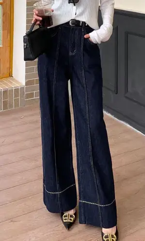 Commense Wide Leg Denim Jeans size small Blue