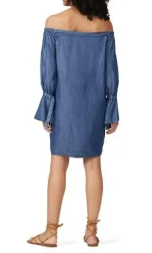 B Collection By Bobeau Women's Auden Blue Chambray Tie Cuff Mini Dress Size S