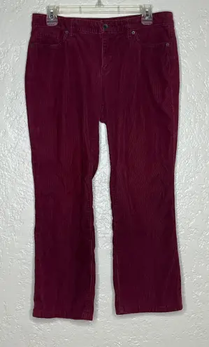 Lands' End Women's Burgundy Red Corduroy Bootcut Cropped Jeans Size 8