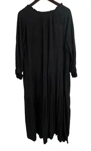 Silk & Salt Dress Large Black Midi Tiered Skirt Boho