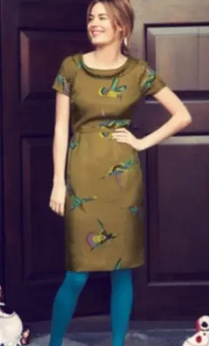 BODEN ROLL NECK BLACK SILK SHORT SLEEVE Elegant Black Dress 2 Petite Size 2P