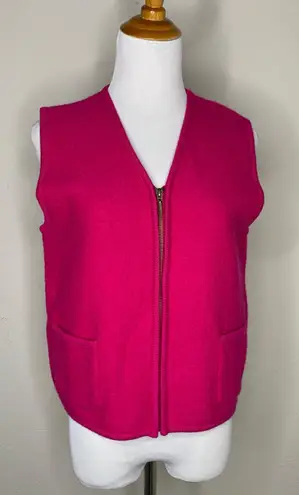 Vintage Hot Pink Zip Vest Boiled Wool Sz Small